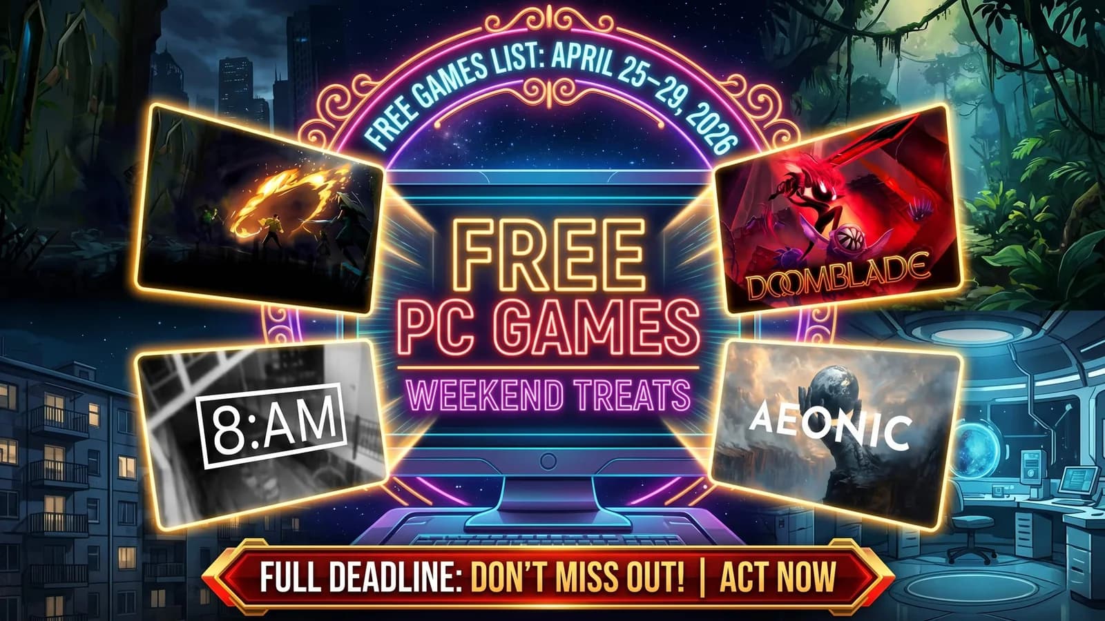 All Free PC Games to Keep This Weekend — 8AM, Nocturnal, DOOMBLADE, Aeonic: Full Deadline List April 25–29, 2026
